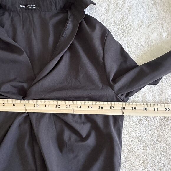 Shein Blouse Womens Size Small Black Long Sleeve Twist Front - Picture 6 of 8